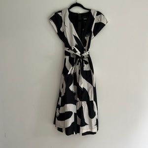 Black and white graphic poplin Anthropologie dress